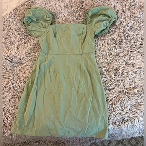 Nastygal puff sleeve green mini dress